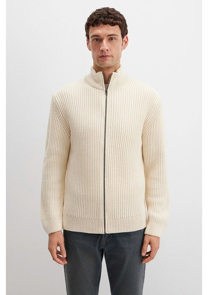 Kadın Yün Karışımlı Fermuarlı Ekru Hırka 0710266-81202 modelleri