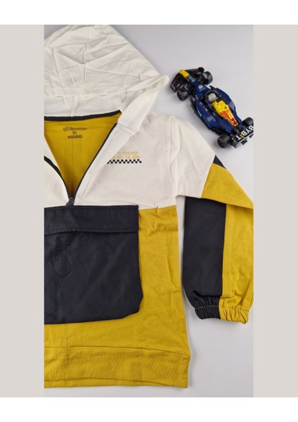 Çocuk Sweatshirt – Renk Bloklu, Kapüşonlu, Fermuarlı 9-12 Yaş fiyatları