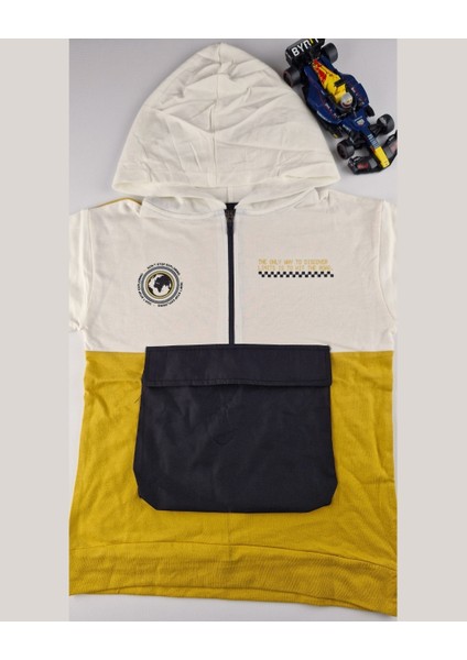 Çocuk Sweatshirt – Renk Bloklu, Kapüşonlu, Fermuarlı 9-12 Yaş