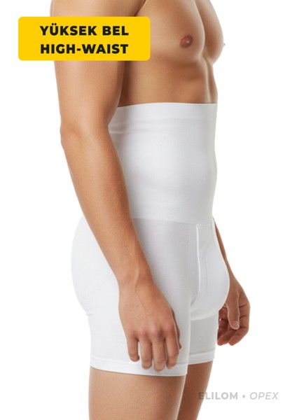 Opex Bel ve Göbek Korse Boxer – Yüksek Bel, Karın Toparlayıcı ve Sıkılaştırıcı, Beyaz