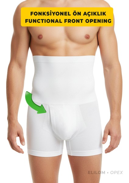 Opex Bel ve Göbek Korse Boxer – Yüksek Bel, Karın Toparlayıcı ve Sıkılaştırıcı, Beyaz