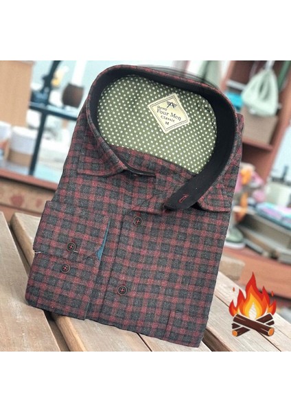 Klasik %100 Cotton Uzun Kollu Terletmeyen Kışlık Flanel Kumaş Kırmızı Gömlek (Regular Kalıp) fiyatları