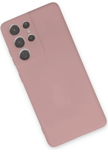 Samsung Galaxy S21 Ultra Kılıf Nano içi Kadife Silikon - Pudra