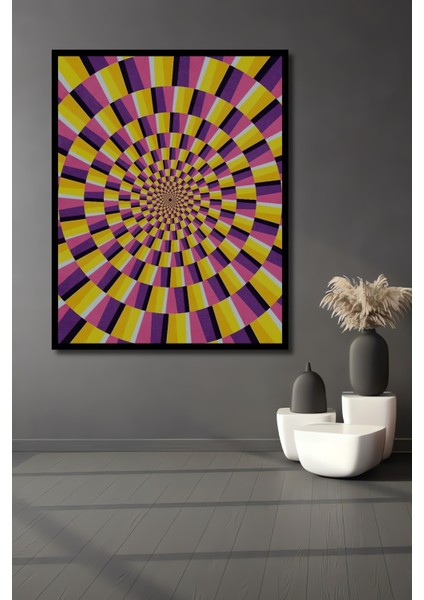 Çerçeve Görünümlü Renkli Optik Illüzyon Dekoratif Ahşap Mdf Ev Duvar Tablo Dikdörtgen Ev Duvar Tablo