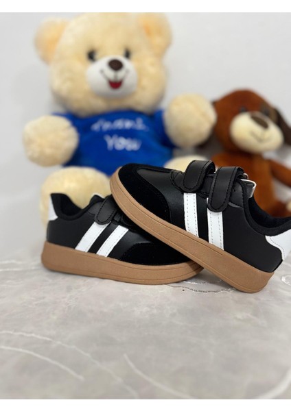 Mınıstep Siyah Beyaz Çizgili Unisex Çocuk Spor Ayakkabı Cırt Cırtlı Rahat ve Şık Günlük Sneaker fiyatları