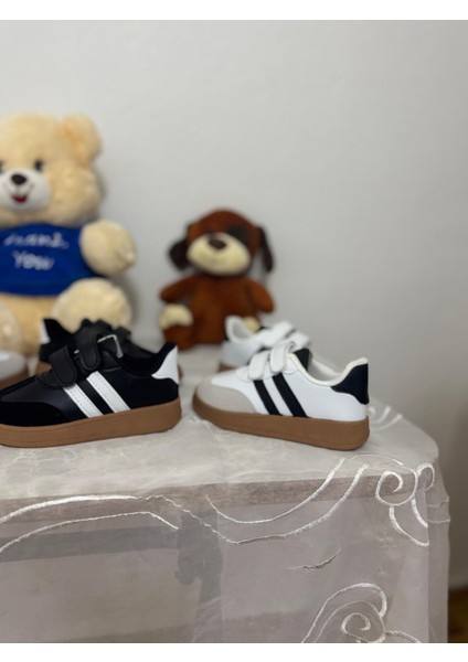 Mınıstep Siyah Beyaz Çizgili Unisex Çocuk Spor Ayakkabı Cırt Cırtlı Rahat ve Şık Günlük Sneaker indirimleri