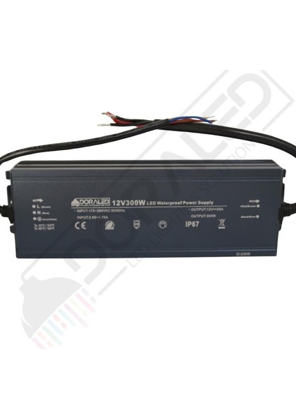 12 Volt 25 Amper IP67 Su Geçirmez Dış Cephe LED Adaptör 300 Watt indirimleri