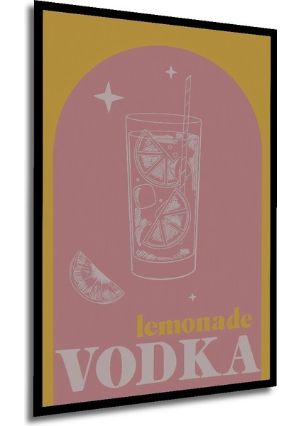 Çerçeve Görünümlü Limonata Vodka Retro Ahşap Mdf Dekoratif Ev Duvar Tablo Dikdörtgen Ev Duvar Tablo modelleri