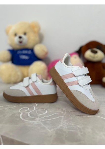 Mınıstep Pudra Unisex Çocuk Spor Ayakkabı Cırt Cırtlı Rahat ve Şık Günlük Sneaker