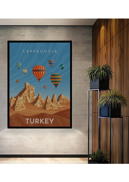 Çerçeve Görünümlü Kapadokya Balon Turu Dekoratif Ahşap Mdf Ev Duvar Tablo Dikdörtgen Ev Duvar Tablo