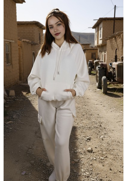 Kadın Oversize Kapüşonlu Eşofman Takımı Premıum Kalite | Şardonlu Kışlık Jogger Seti modelleri