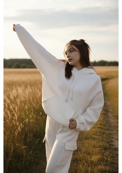 Kadın Oversize Kapüşonlu Eşofman Takımı Premıum Kalite | Şardonlu Kışlık Jogger Seti fırsatları