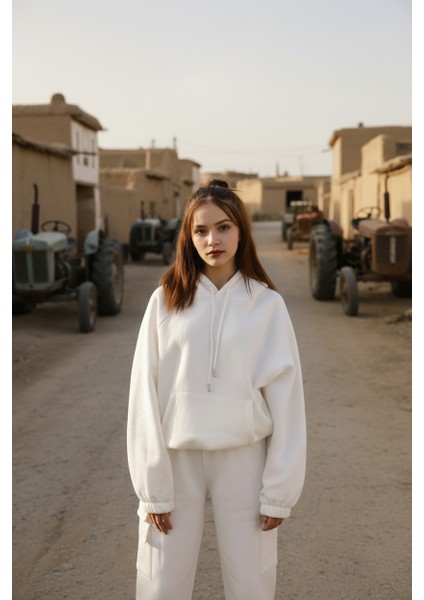 Kadın Oversize Kapüşonlu Eşofman Takımı Premıum Kalite | Şardonlu Kışlık Jogger Seti