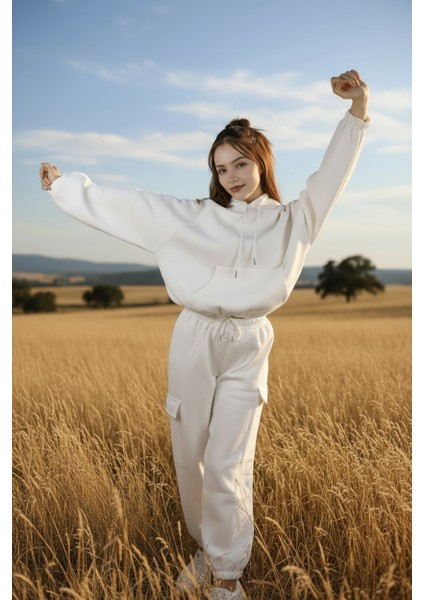 Kadın Oversize Kapüşonlu Eşofman Takımı Premıum Kalite | Şardonlu Kışlık Jogger Seti