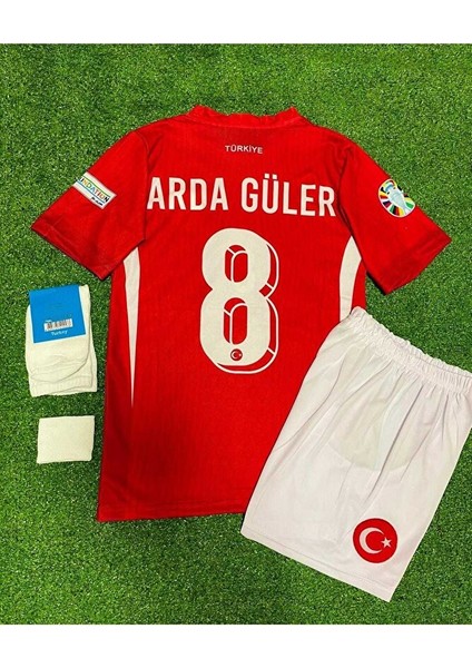 Türkiye Euro 2024 Ar.d.a. Güler 8 Numara Çocuk Forması 4'lü Set Kırmızı