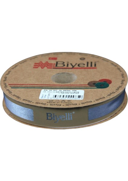 Biye Saten Katlı 086 Gri 2 cm 25 Metre %100 Polyester