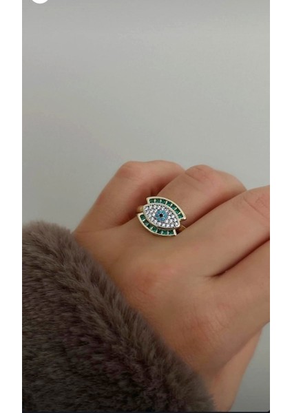 Göz Tasarım Zirkon Taşlı Parlak Yüzük