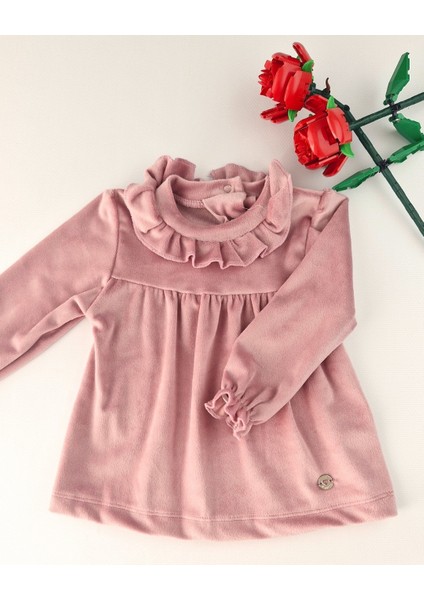 Bebek Kadife Takım - Kız Bebek Volanlı Yaka Alt Üst Takım - 9-12 Ay, 12-18 Ay, 1-2 Yaş, 2-3 Yaş fırsatları