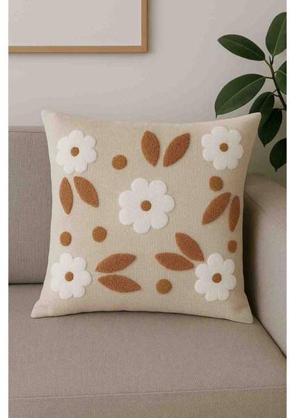 45*45 Punch Bohem Tarzi Keten Üzeri Kırlent Kılıfı ,punch Kirlent Kilifi