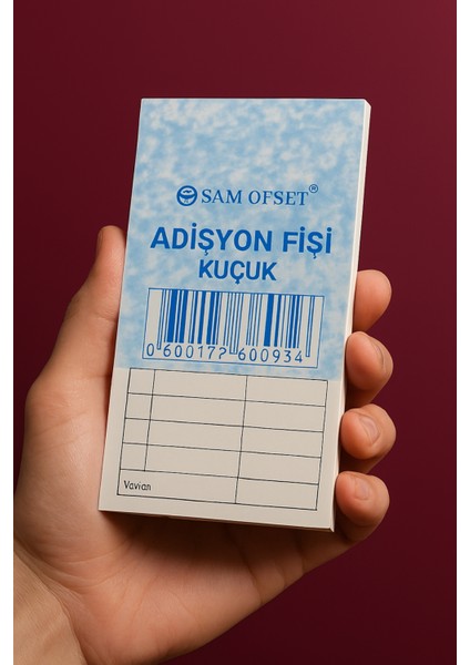 Sam Matbaa Adisyon Bilgi Fişi, Adisyon Defteri 100 Yapraklı, Numaralı Ölçüsü: 7X15 Cm. (144 Cilt) indirimleri