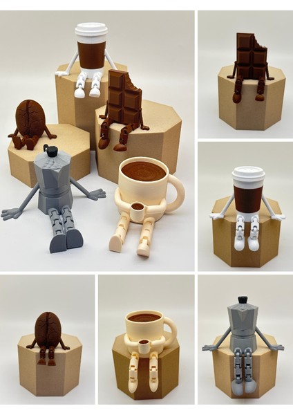 Kahve Köşesi 5'li Figür Seti | Büyük Boy 6-7cm modelleri