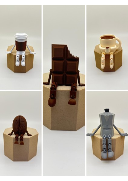 Kahve Köşesi 5'li Figür Seti | Büyük Boy 6-7cm fırsatları