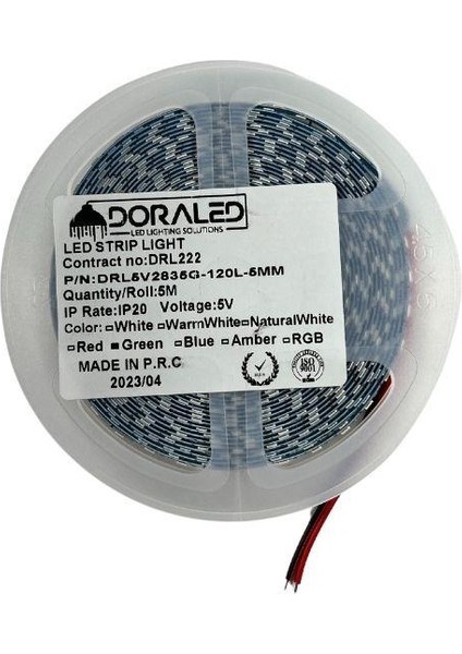 5 Volt Şerit Led 5MM 120 Ledli Amber(Yeşil) 2835 5V Şerit Led 5M