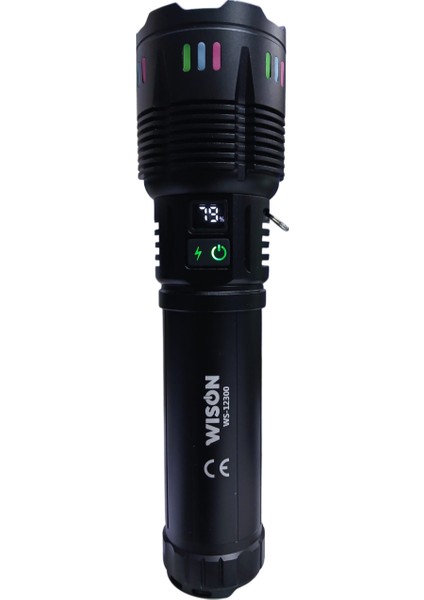 WS-12300 Profesyonel El Feneri | 60W – 6000 Lümen – 22000 Mah – Zoomlu – Metal Kasa – Type-C Şarj – Dijital Göstergeli modelleri