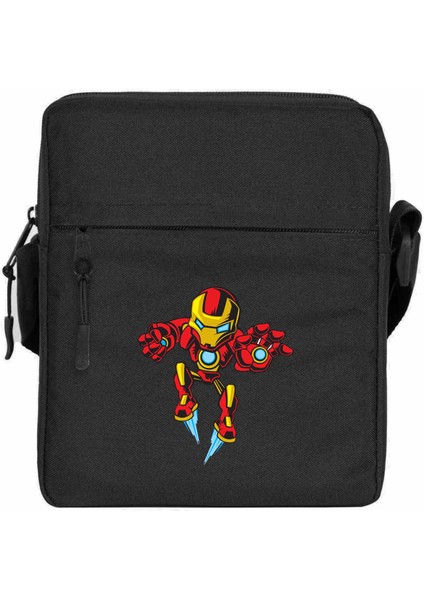 Iron Man Cartoon Omuz Çantası Siyah Renk