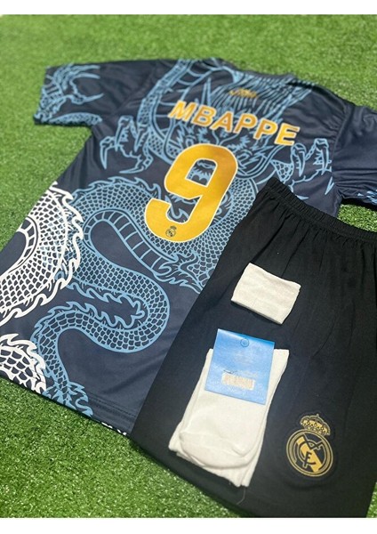 R.madridd 2024/25 Sezonu Kylian Mbappe Dragon Desenli Konsept Çocuk Forması 4'lü Set modelleri
