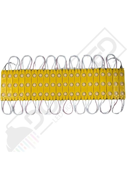 1,2 Watt 3lü Lensli Amber-Sarı LED Modül 2835 Reklamcı Modül 10 Adet