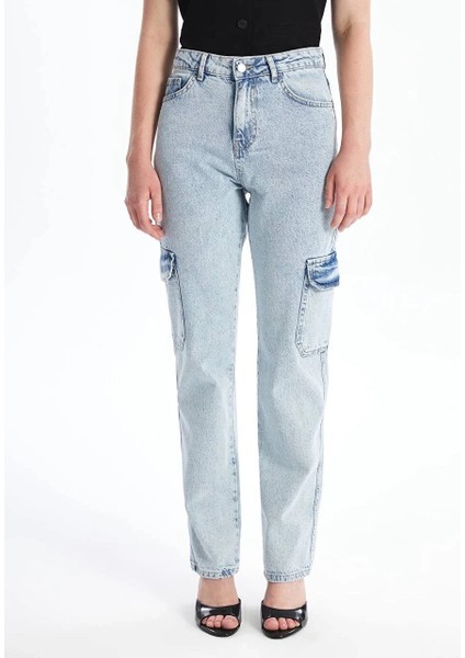 Kargo Cep Kar Yıkama Jeans Pantolon