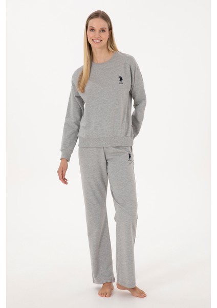 Kadın Gri Melanj Pijama Takım 50318899-VR086