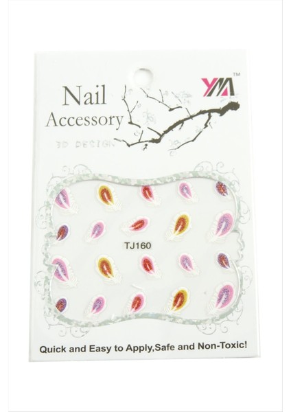 Techmrt Yaprak Tırnak Aksesuarı Tattoo Sticker-Beyaz