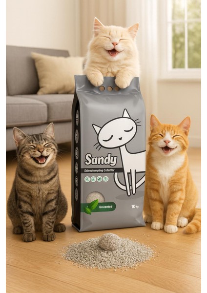 Sodyum Bentonit Ultra Topaklaşan Kokusuz Doğal Kedi Kumu 10 kg