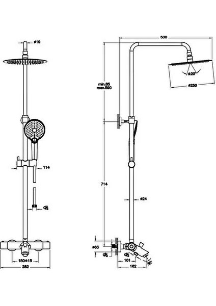 Artema Duş Sistemleri A47209, Aquaheat Bliss 250B Banyo Sistemi, Krom fırsatları