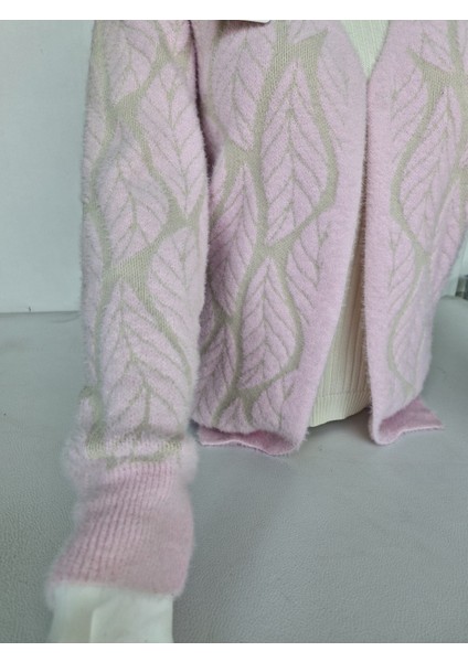 Kadın Yumuşak Dokulu Desenli Triko Hırka - Ceket