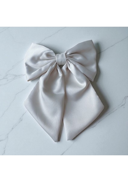 Saten Beyaz Renk Klipsli ve Fiyonklu Saç Tokası fiyatları