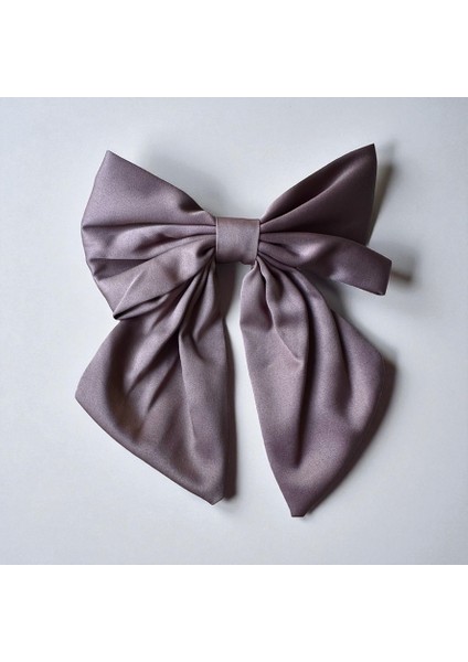 Saten Kahverengi Renk Klipsli ve Fiyonklu Saç Tokası