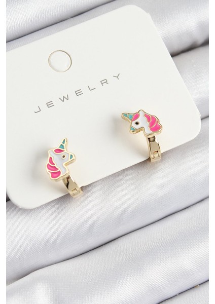 Pirinç Unicorn Model Çocuk Küpe