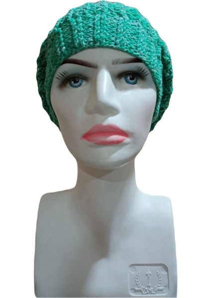 Kışlık Bere El Örgüsü Desenli Ponponlu Yumuşak Bayan Şapka