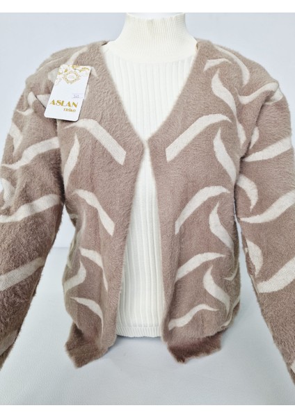 Kadın Yumuşak Dokulu Desenli Triko Hırka - Ceket