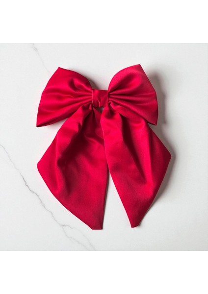 Saten Kırmızı Renk Klipsli ve Fiyonklu Saç Tokası modelleri