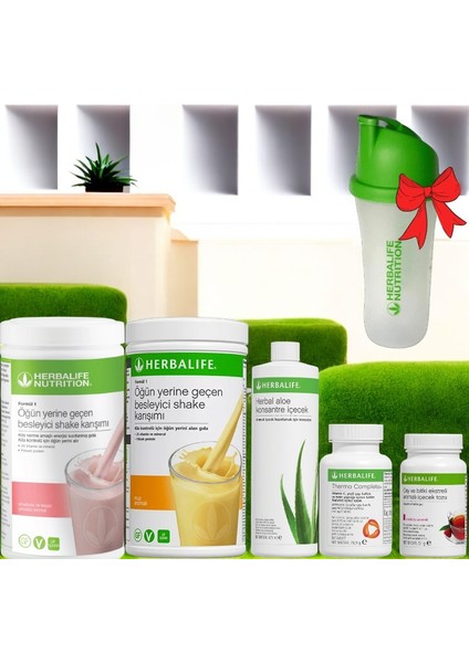 Shaker Hediyeli Hızlandırılmış Set 1 Ahududulu 1 Muzlu Formül 1 Shake 1 Aloe 1 Ahududu Çay 1 Thermo