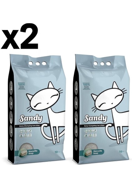 Marsilya Sabunu Ekstra Topaklanan Bentonit Kedi Kumu 10 kg 2'li