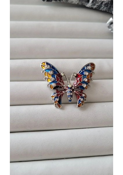 Taşlı Renkli Kelebek Broş modelleri