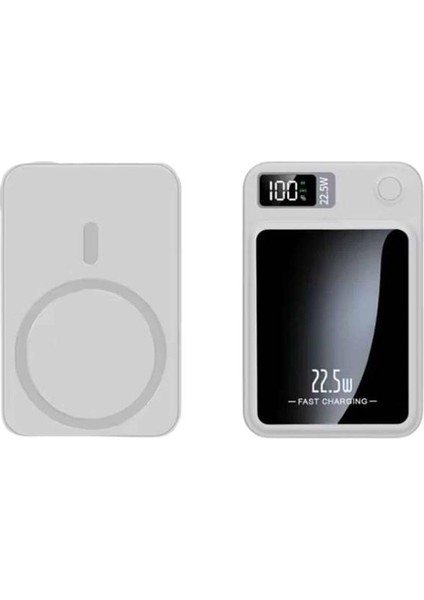 Taşınabilir Şarj Magsafe Powerbank 10.000 mAh Hızlı Şarj Led Göstergeli Kablosuz