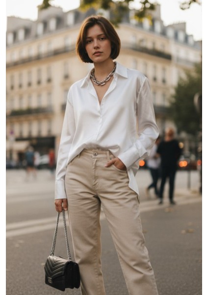 “kadın Saten Dokulu Şık Uzun Kollu Gömlek – Ofis & Günlük Kullanıma Uygun Bluz” modelleri