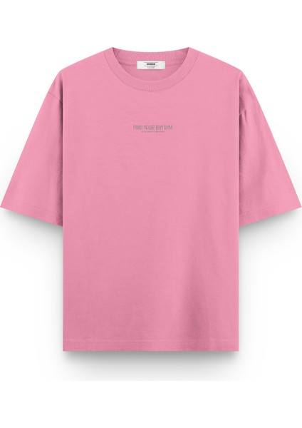 Pembe Yarı Oversize Tshirt Balerin Find Your Rhythm Minimal Baskılı Oversize Tişört 1386 fiyatları