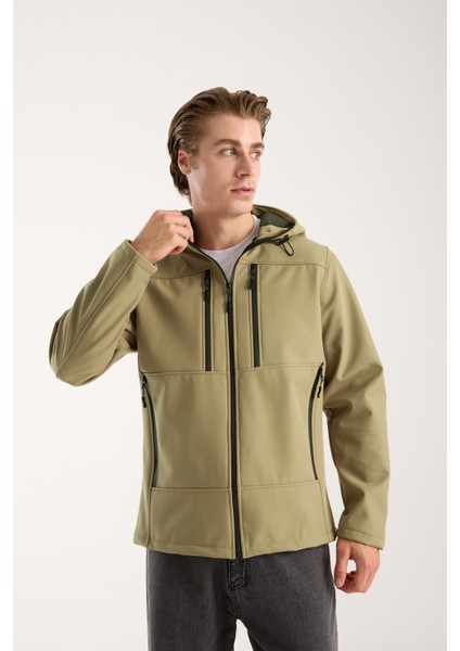 Erkek Içi Polarlı Su ve Rüzgar Geçirmez Softshell Outdoor Spor Mont